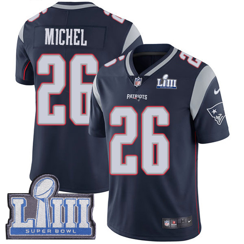 Men New England Patriots #26 Michel blue Nike Vapor Untouchable Limited 2019 Super Bowl LIII NFL Jerseys